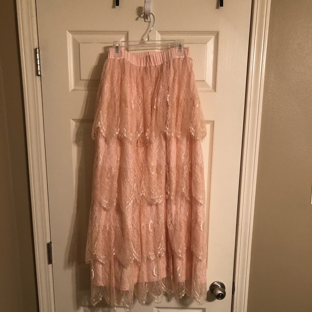 Blush, Lace Midi Skirt - Picture 2 of 2